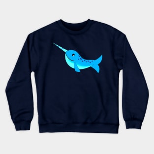 Blue cute Cartoon Narwhal Crewneck Sweatshirt